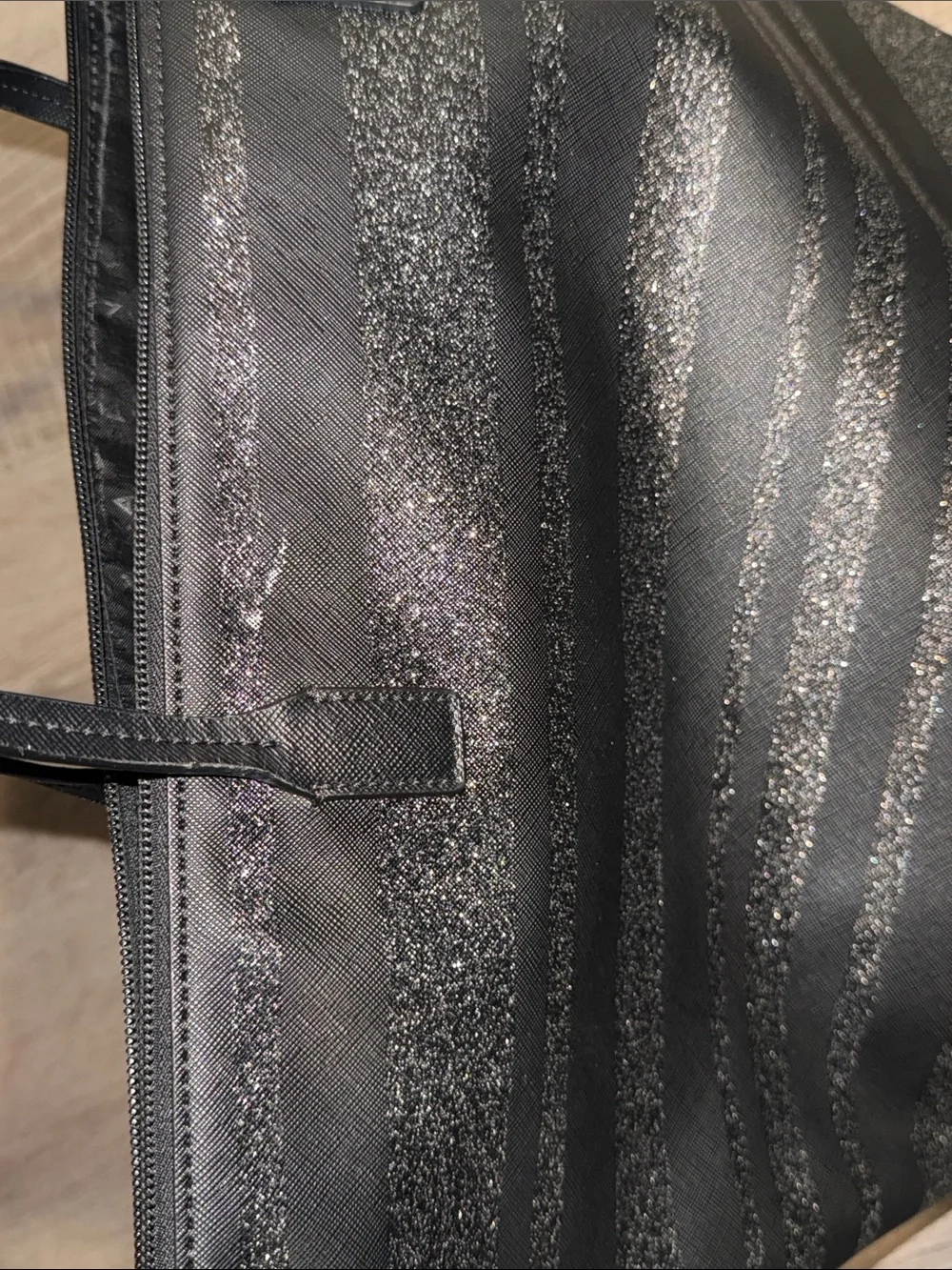 Kate Spade Haven Lane Hani Glitter Stripe Tote Black/Silver